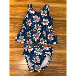 Hanna Andersson Blue Two Piece, Flower Print, Size 3T